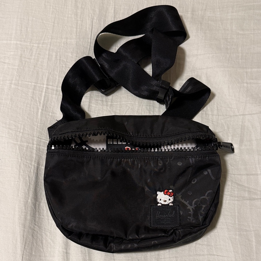 Herschel Supply Company Black Crossbody Bag with Hello Kitty NWT